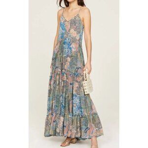 Misa Los Angeles Sz XS Dress Kali Maxi floral patchwork sleeveless chiffon Boho